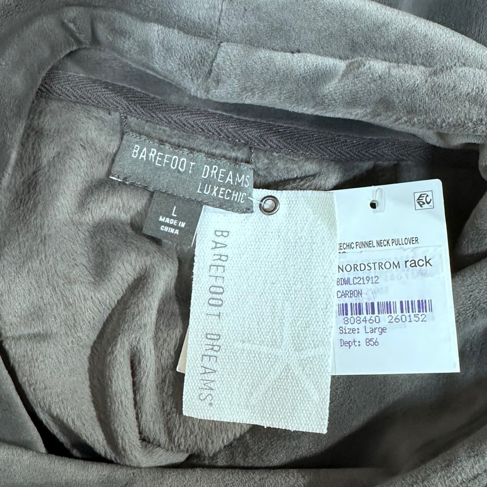 Barefoot Dreams LuxChic Grey Funnel Neck Pullover NWT [13164] - Picture 7 of 8
